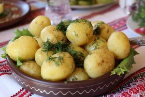A pot with potatoes
