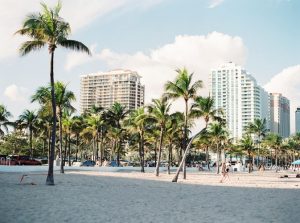 Beach and buildings in Miami.