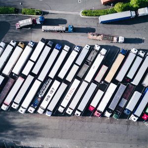Renting a moving truck - rows of rental trucks