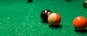 a pool table with balls