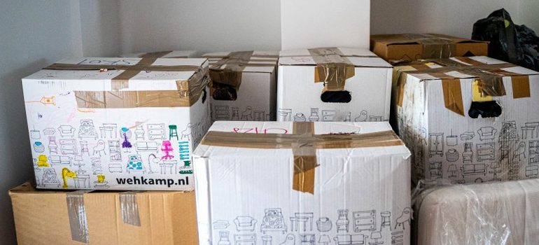 several cardboard moving boxes