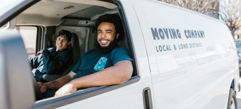 movers in a white van
