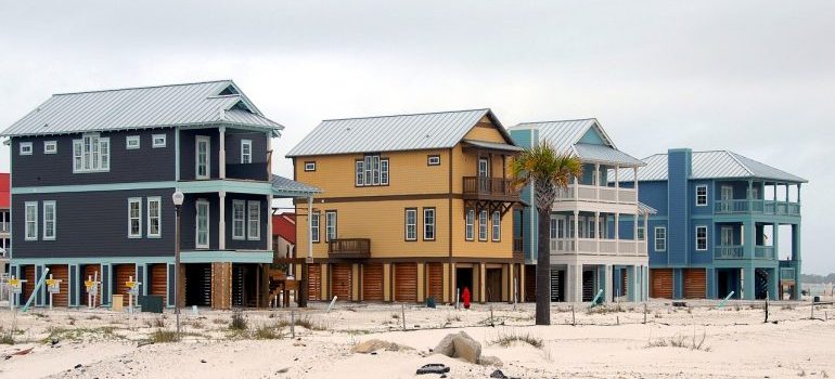 Colorful houses on the beach.