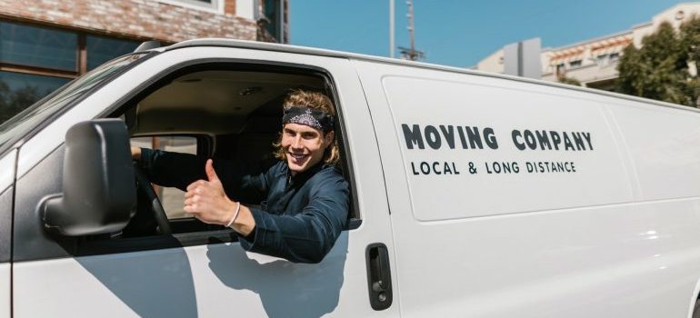 Professional mover in a moving van