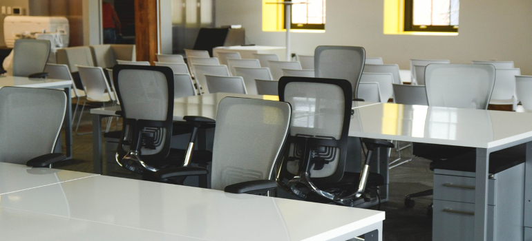 Many chairs in an office