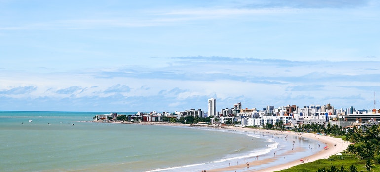 View Of A Beach Near The City.